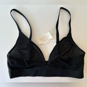 NWT Aerie American Eagle SMOOTHEZ Mesh Triangle Bralette Black Size Small